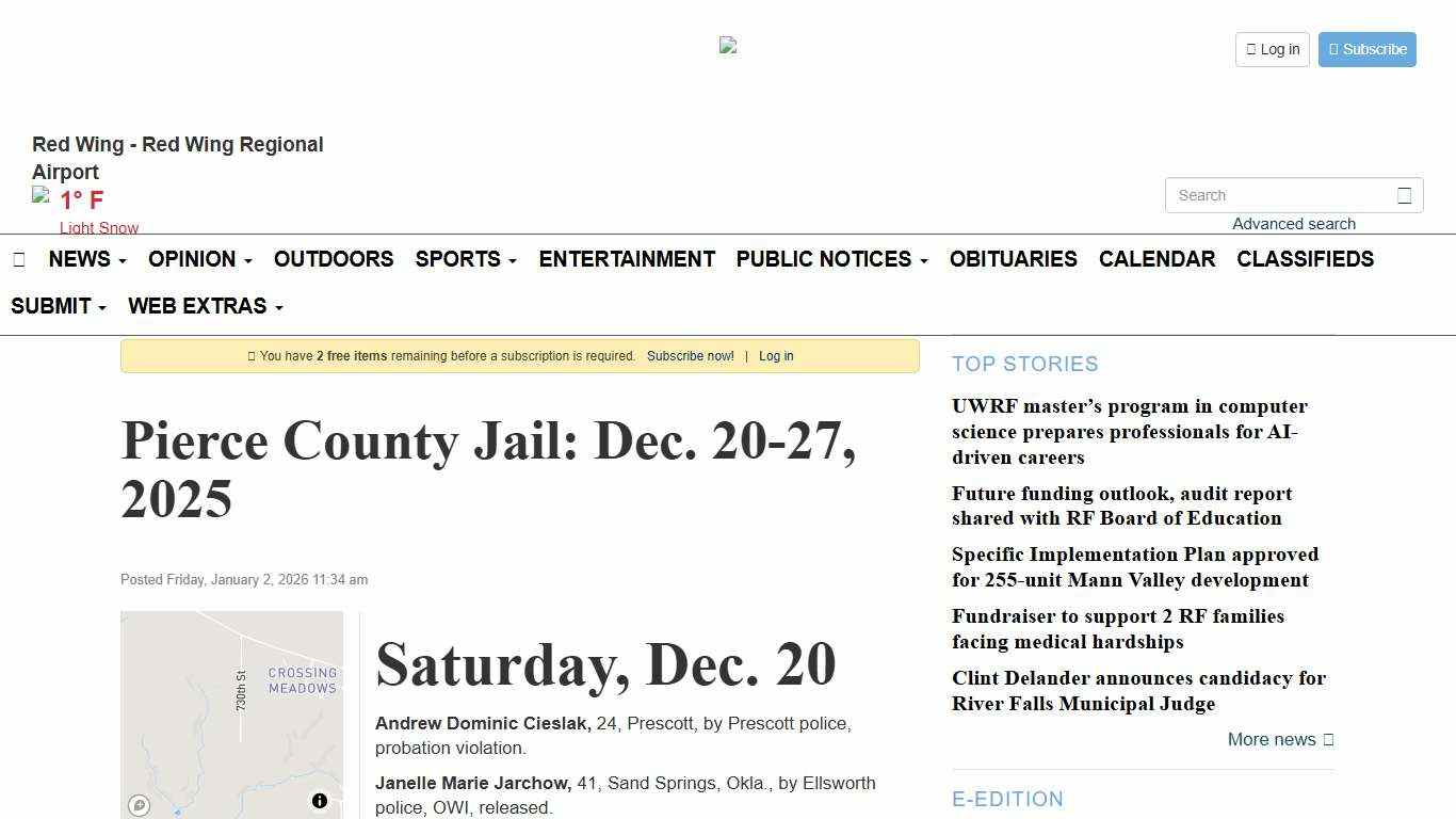 Pierce County Jail: Dec. 20-27, 2025 - Pierce County Journal