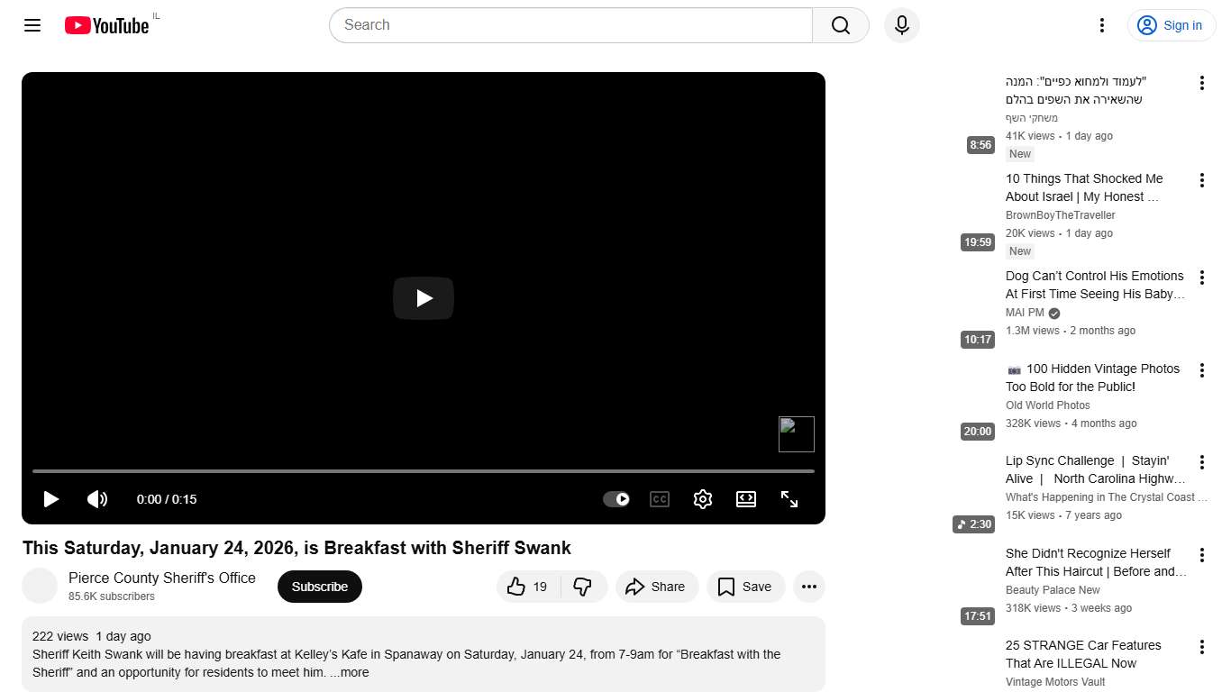 This Saturday, January 24, 2026, is Breakfast with Sheriff Swank - YouTube